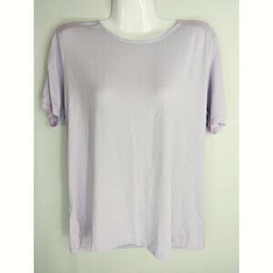 Columbia Women's Solid Stretch Round Neck Short Sleeve Tops Light Purple Large